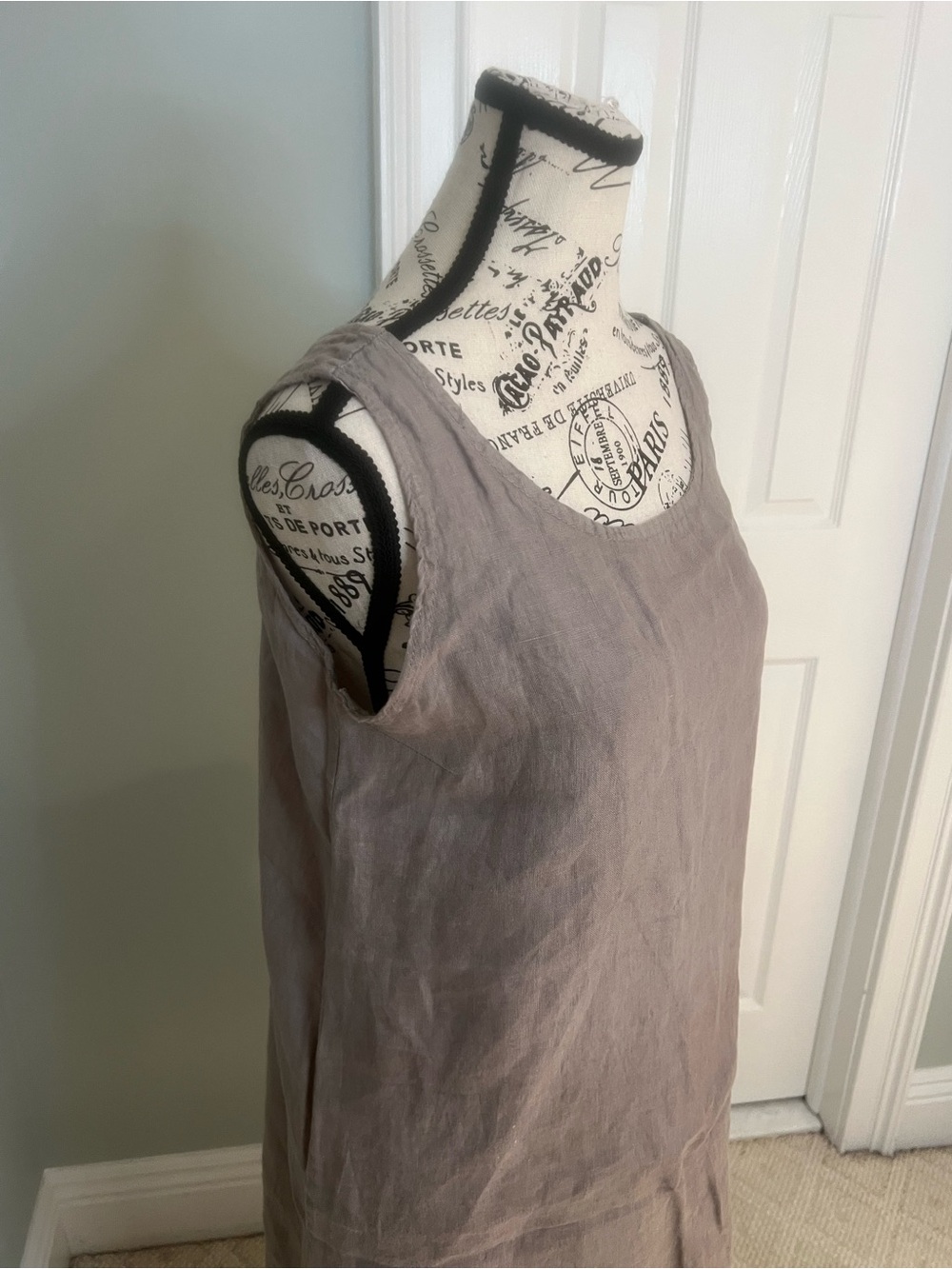 Valentina Naldi Gray sleeveless linen tank Dress | Size M | Like New - Picture 6 of 14
